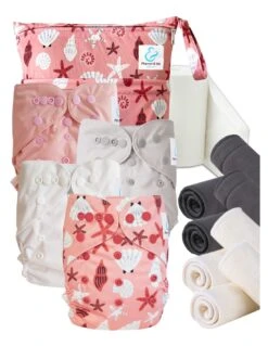 Start And Go TE2 Bambou - Kit 4 Couches Lavables TE2 - Coquillages