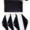All Black - Lot De 3 Serviettes Hygiéniques Lavables + Pochette - Sensitive - 25 Cm