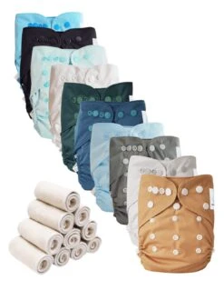 Bambou - Lot 10 TE2 Couches Lavables + 10 Inserts Bambou Pression - Vintage