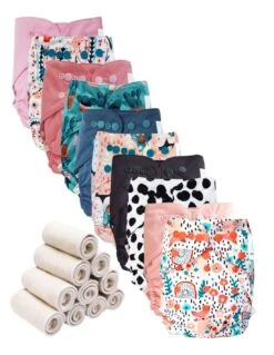 Bambou - Lot 10 TE2 Couches Lavables + 10 Inserts - Candide