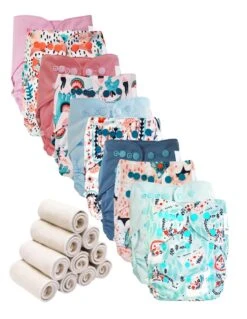 Bambou - Lot 10 TE2 Couches Lavables + 10 Inserts - Dolce