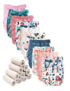 Bambou - Lot 10 TE2 Couches Lavables + 10 Inserts - Samar