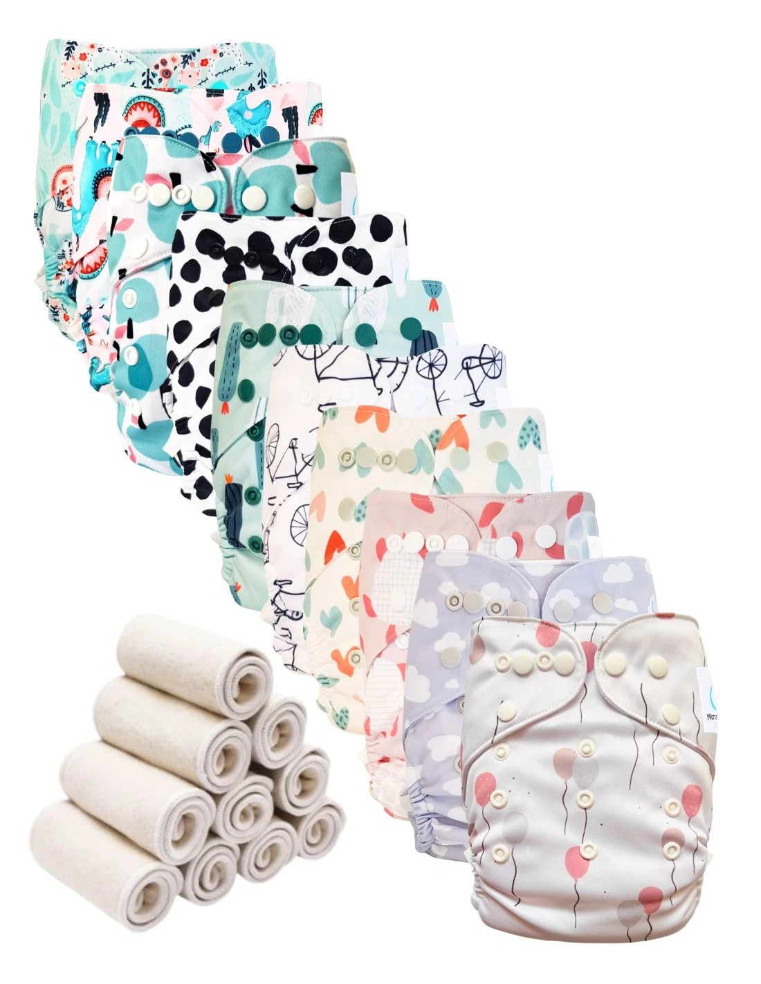 Bambou - Lot 10 TE2 Couches Lavables + Inserts Bambou - Kind 1 Bambou - Lot 10 TE2 Couches Lavables + Inserts Bambou - Kind