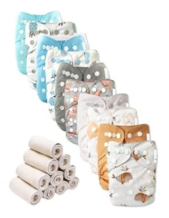 Bambou - Lot De 10 Couches Lavables Te1 + 10 Inserts - Nolwene