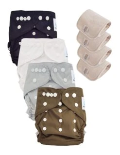 Lot 4 Couches Lavables Tout En Deux TE2 Évolutives - Sensitive - Wooden