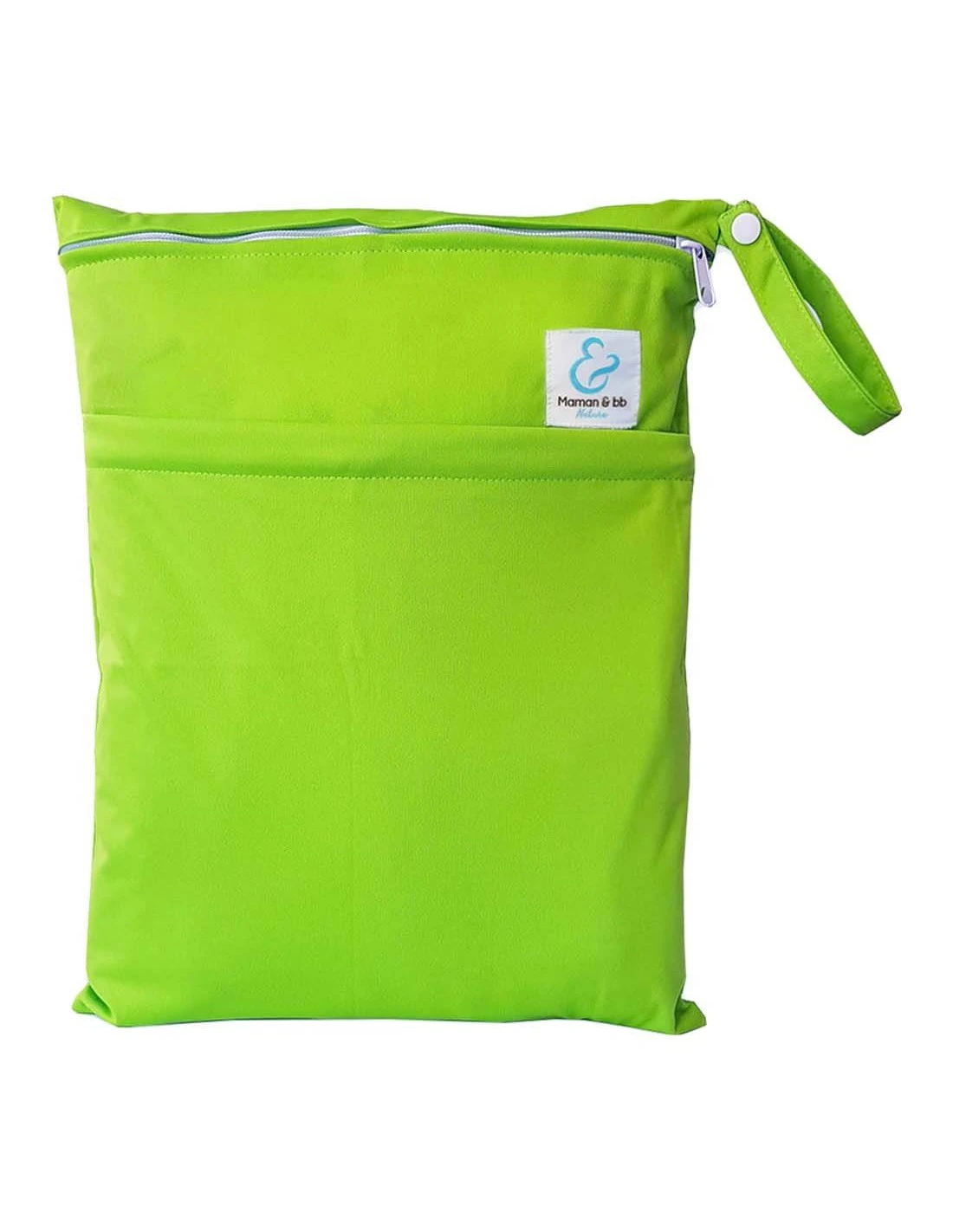 Sac Imperméable Pour Couches Lavables 2 Poches Anse à Pression - Vert Pomme 1 Sac Imperméable Pour Couches Lavables 2 Poches Anse à Pression - Vert Pomme