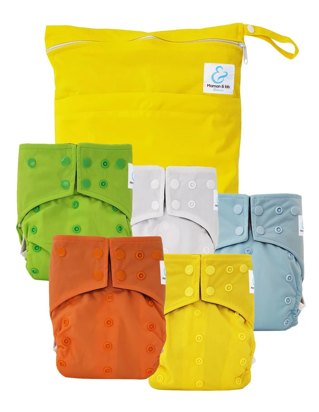 Easy To Go - Kit De 5 Couches Lavables TE1 Intégrales En Bambou - Citrons 1 Easy To Go - Kit De 5 Couches Lavables TE1 Intégrales En Bambou - Citrons