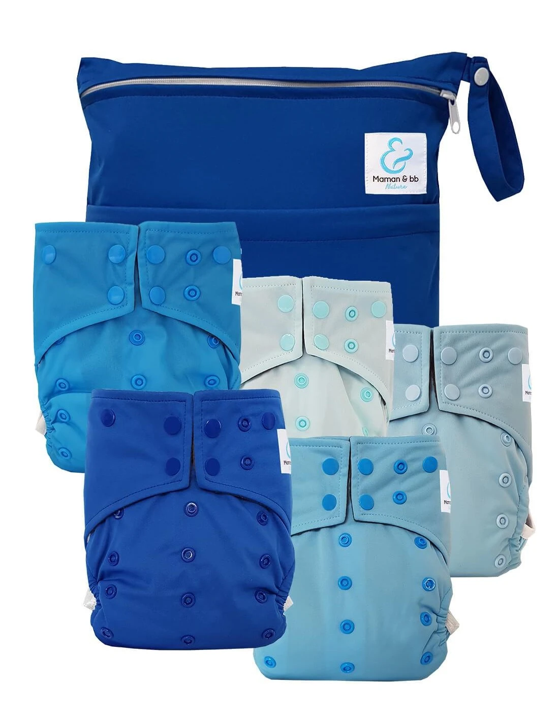 Easy To Go - Kit De 5 Couches Lavables TE1 Intégrales En Bambou - Fidji 1 Easy To Go - Kit De 5 Couches Lavables TE1 Intégrales En Bambou - Fidji