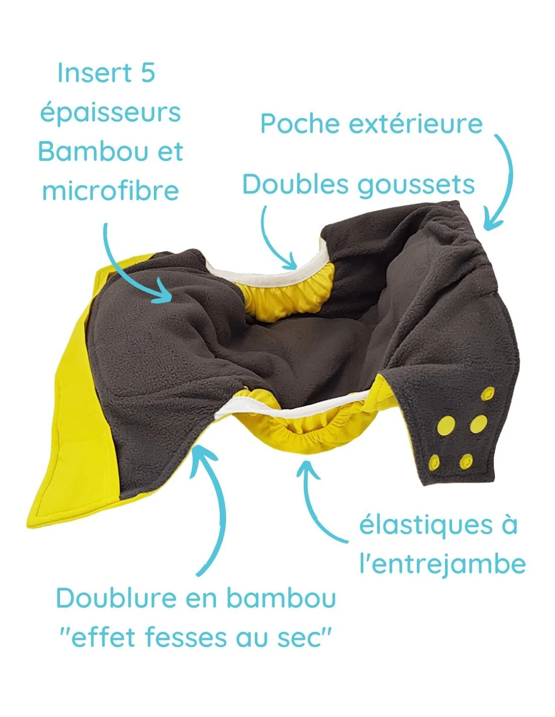 Easy To Go - Kit De 5 Couches Lavables TE1 Intégrales En Bambou - Grey 2 Easy To Go - Kit De 5 Couches Lavables TE1 Intégrales En Bambou - Grey – Image 2