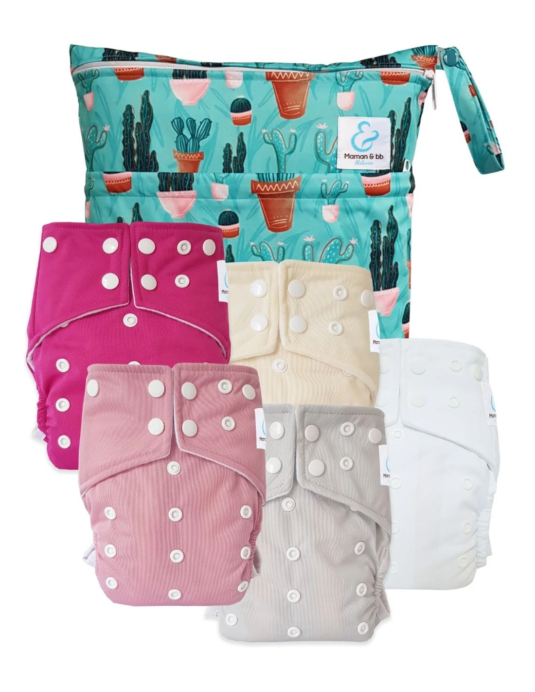 Easy To Go Sensitive - Lot De 5 Couches Lavables Intégrales TE1 Et Sac - Cactus 1 Easy To Go Sensitive - Lot De 5 Couches Lavables Intégrales TE1 Et Sac - Cactus