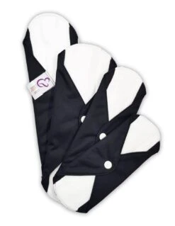 Essenti'elle - Lot De 4 Serviettes Hygiéniques Lavables En Coton - Sensitive All Black