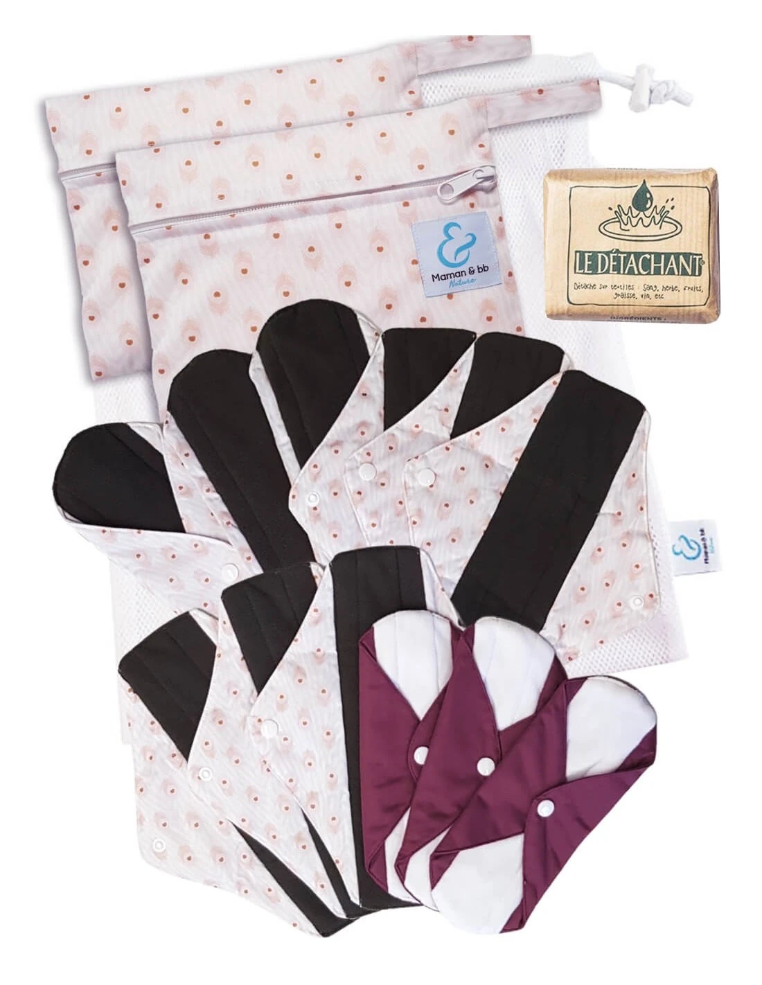 Feminity Paon - Lot Serviettes Hygiéniques Lavables + Accessoires 1 Feminity Paon - Lot Serviettes Hygiéniques Lavables + Accessoires