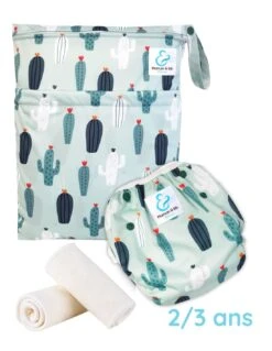 Kit Baignade Bébé 2/3 Ans - Couche Maillot De Bain Lavable + Sac + Inserts - Arizona