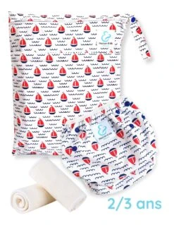 Kit Baignade Bébé 2/3 Ans - Couche Maillot De Bain + Sac + Absorbants - Skipper