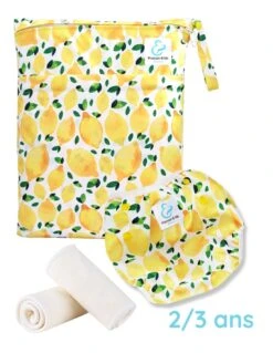 Kit Baignade Bébé 2/3 Ans - Couche Maillot De Bain Lavable + Sac + Inserts - Lemon