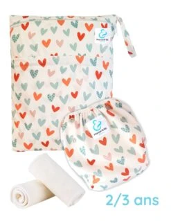 Kit Baignade Bébé 2/3 Ans - Couche Maillot De Bain Lavable + Sac + Inserts - Love