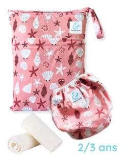 Kit Baignade Bébé 2/3 Ans - Couche Maillot De Bain + Sac + Inserts - Coquillage