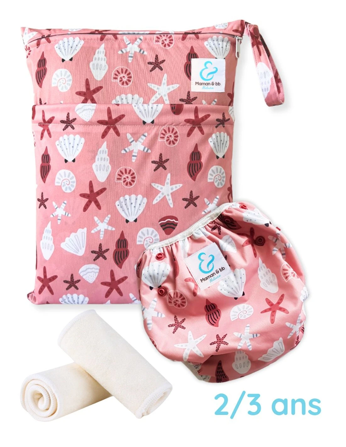 Kit Baignade Bébé 2/3 Ans - Couche Maillot De Bain + Sac + Inserts - Coquillage 1 Kit Baignade Bébé 2/3 Ans - Couche Maillot De Bain + Sac + Inserts - Coquillage