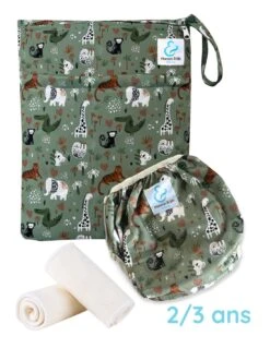 Kit Baignade Bébé 2/3 Ans - Couche Maillot De Bain Lavable + Sac + Inserts - Jungle