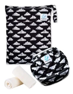 Kit Baignade Bébé - Couche Maillot De Bain Lavable + Sac Imperméable + Inserts - Clouds