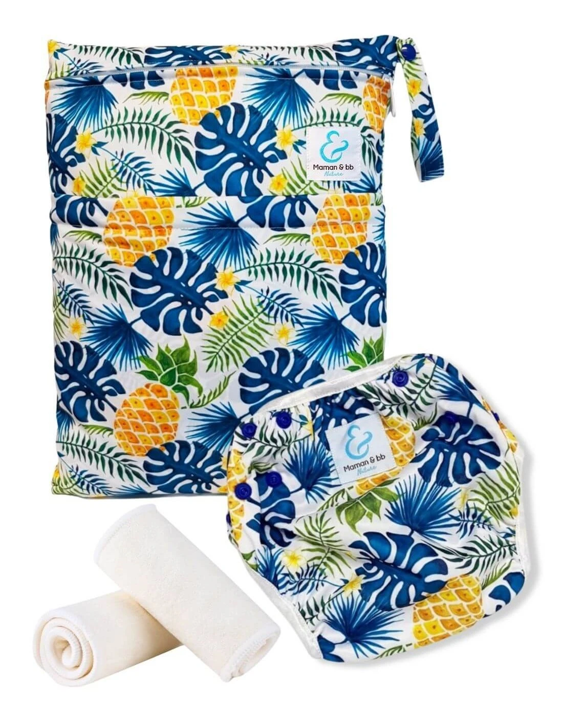 Kit Baignade Bébé - Couche Maillot De Bain Lavable + Sac Imperméable + Inserts - Exotic 1 Kit Baignade Bébé - Couche Maillot De Bain Lavable + Sac Imperméable + Inserts - Exotic