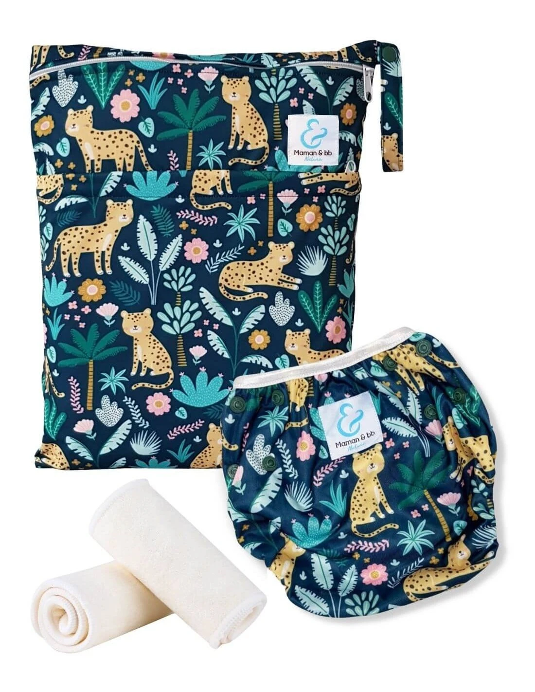 Kit Baignade Bébé - Couche Maillot De Bain Lavable + Sac Imperméable + Inserts - Leopold 1 Kit Baignade Bébé - Couche Maillot De Bain Lavable + Sac Imperméable + Inserts - Leopold