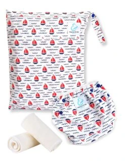 Kit Baignade Bébé - Couche Maillot De Bain Lavable + Sac Imperméable + Inserts - Skipper