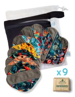 Kit Daily - Lot De 9 Serviettes Hygiéniques Lavables + Savon Détachant + Filet De Lavage