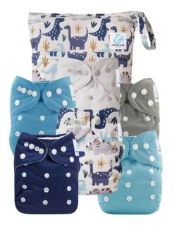 Kit Essentiel - 6 Couches Lavables TE1 + Absorbants + Sac Imperméable - Astor Le Dinosaure
