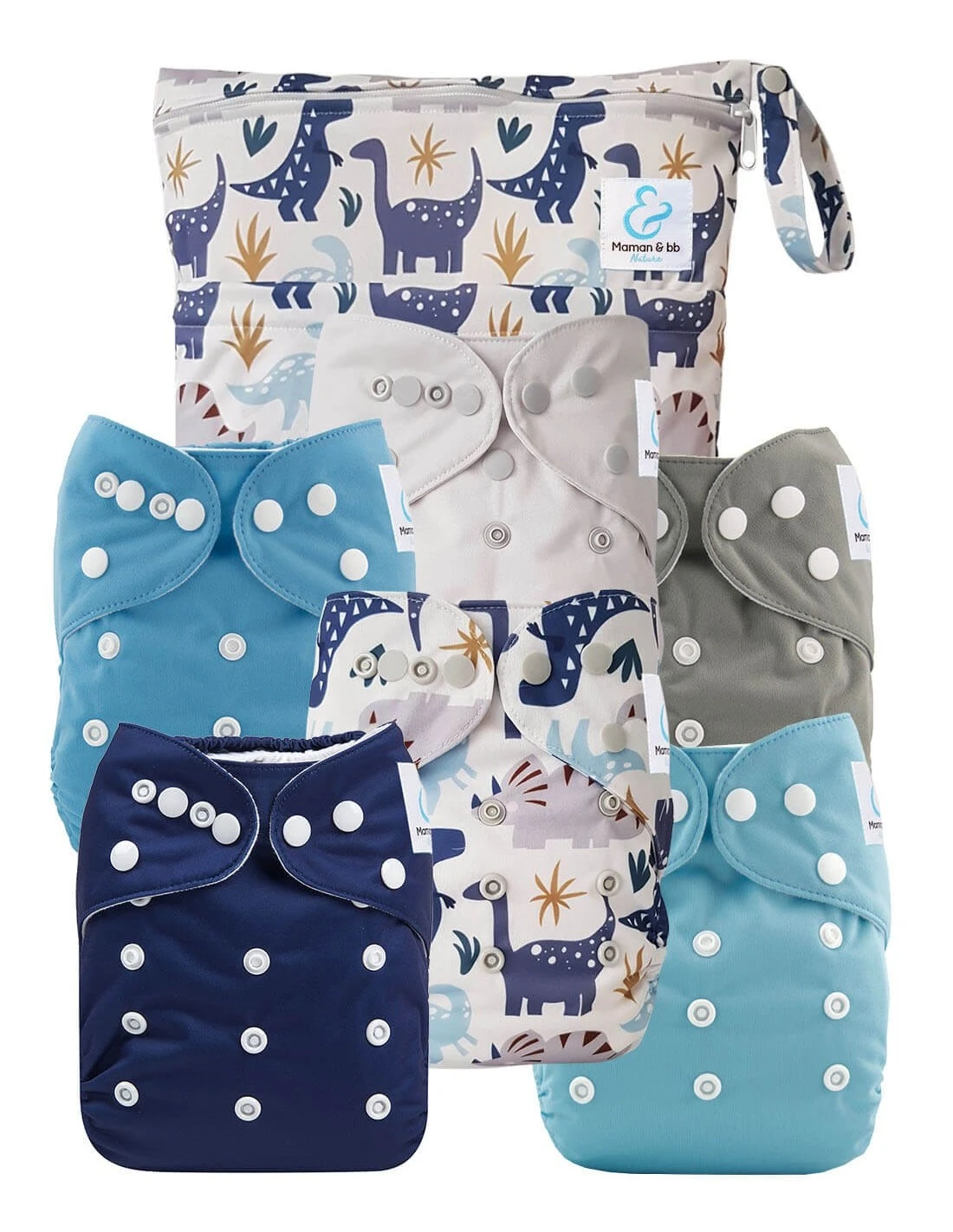 Kit Essentiel - 6 Couches Lavables TE1 + Absorbants + Sac Imperméable - Astor Le Dinosaure 1 Kit Essentiel - 6 Couches Lavables TE1 + Absorbants + Sac Imperméable - Astor Le Dinosaure