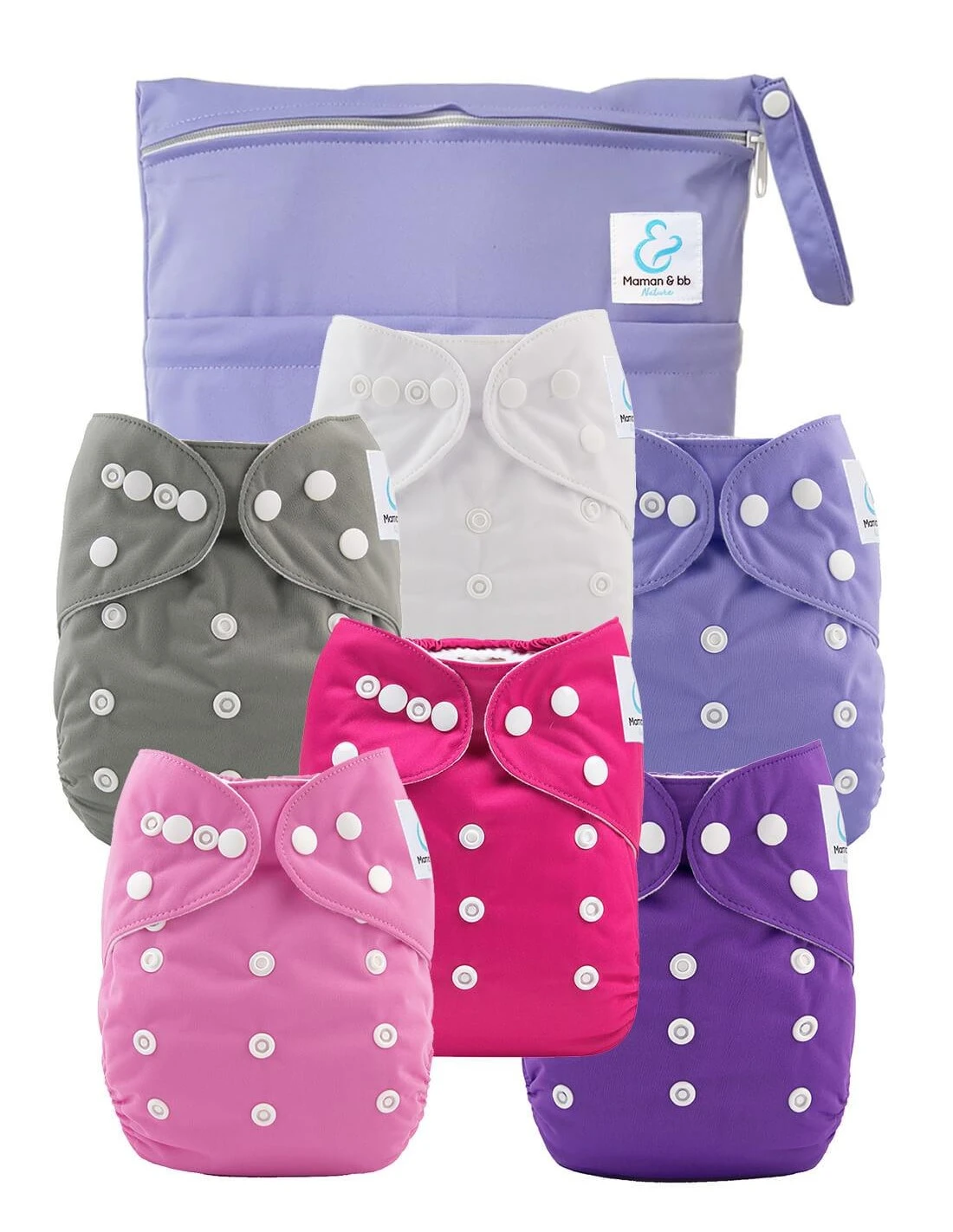 Kit Essentiel - 6 Couches Lavables TE1 + Absorbants + Sac Imperméable - Brise 1 Kit Essentiel - 6 Couches Lavables TE1 + Absorbants + Sac Imperméable - Brise