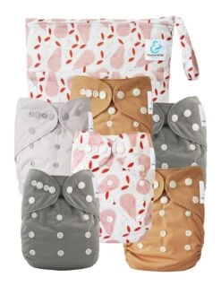 Kit Essentiel - 6 Couches Lavables TE1 + Inserts + Sac - Petite Poire