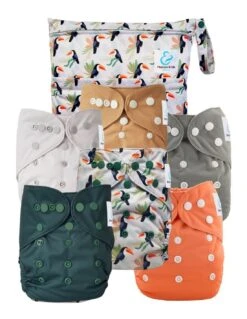 Kit Essentiel TE1 - 6 Couches Lavables + Absorbants + Sac Imperméable - Alban