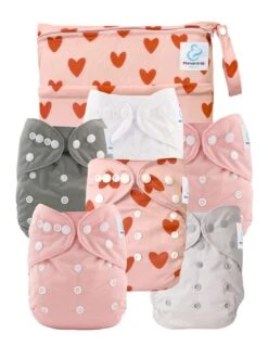Kit Essentiel TE1 - 6 Couches Lavables + Absorbants + Sac - Petit Coeur