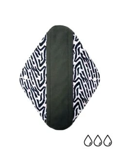 Large - Serviette Hygiénique Lavable En Bambou Charcoal - Zebra