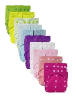 Lot 10 Couches Lavables TE1 Intégrales En Bambou - Pink