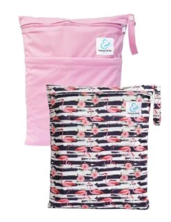 Lot 2 Sacs Imperméables Pour Couches Lavables 2 Poches - Flamingo