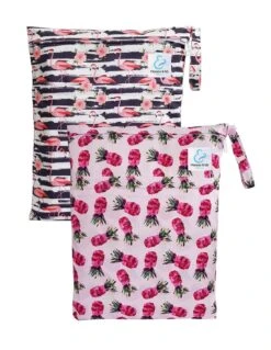 Lot 2 Sacs Imperméables Pour Couches Lavables 2 Poches - Flamingo & Pineapple