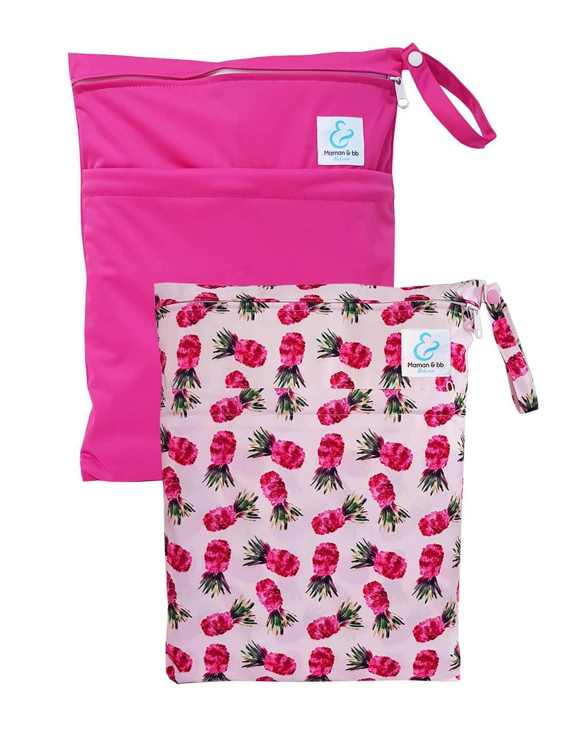 Lot 2 Sacs Imperméables Pour Couches Lavables 2 Poches - Pineapple 1 Lot 2 Sacs Imperméables Pour Couches Lavables 2 Poches - Pineapple