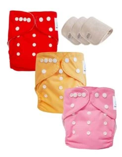 Lot 3 Couches Lavables TE1 évolutives - Sensitive - Abricot