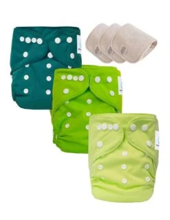 Lot 3 Couches Lavables TE1 évolutives - Sensitive - Green