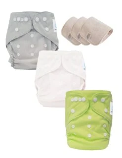 Lot 3 Couches Lavables Tout En Deux TE2 Évolutives - Sensitive - Nude