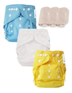 Lot 3 Couches Lavables Tout En Deux TE2 Évolutives - Sensitive - So Blue