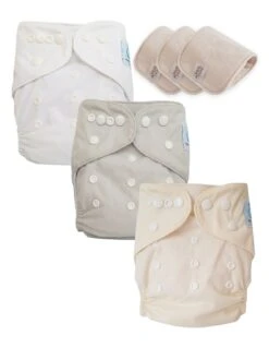 Lot 3 Couches Lavables Tout En Un TE1 évolutives - Sensitive - Nude