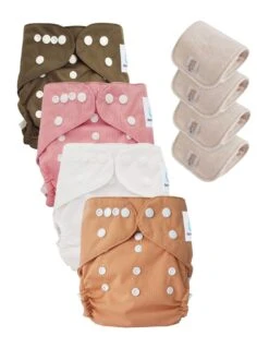 Lot 4 Couches Lavables Tout En Deux TE2 Évolutives - Sensitive - Bella