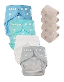 Lot 4 Couches Lavables Tout En Deux TE2 Évolutives - Sensitive - Navy