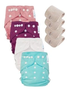 Lot 4 Couches Lavables Tout En Deux TE2 Évolutives - Sensitive - Purple