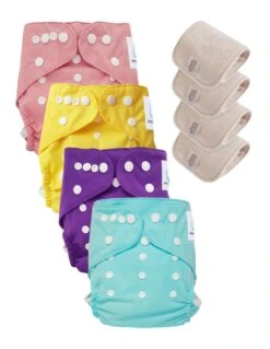 Lot 4 Couches Lavables Tout En Deux TE2 Évolutives - Sensitive - Sorbet