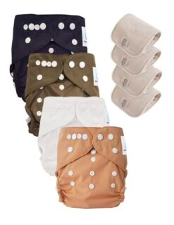 Lot 4 Couches Lavables Tout En Deux TE2 Évolutives - Sensitive - Leaves