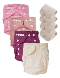 Lot 4 Couches Lavables Tout En Un TE1 évolutives - Sensitive - Cherry